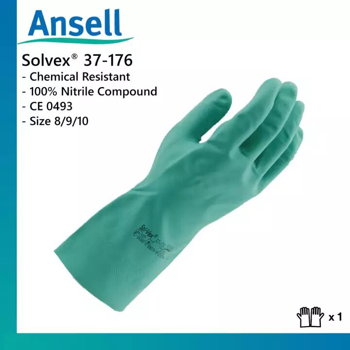 Jual Ansell Solvex 37176 Chemical Resistant Gloves Sarung Tangan