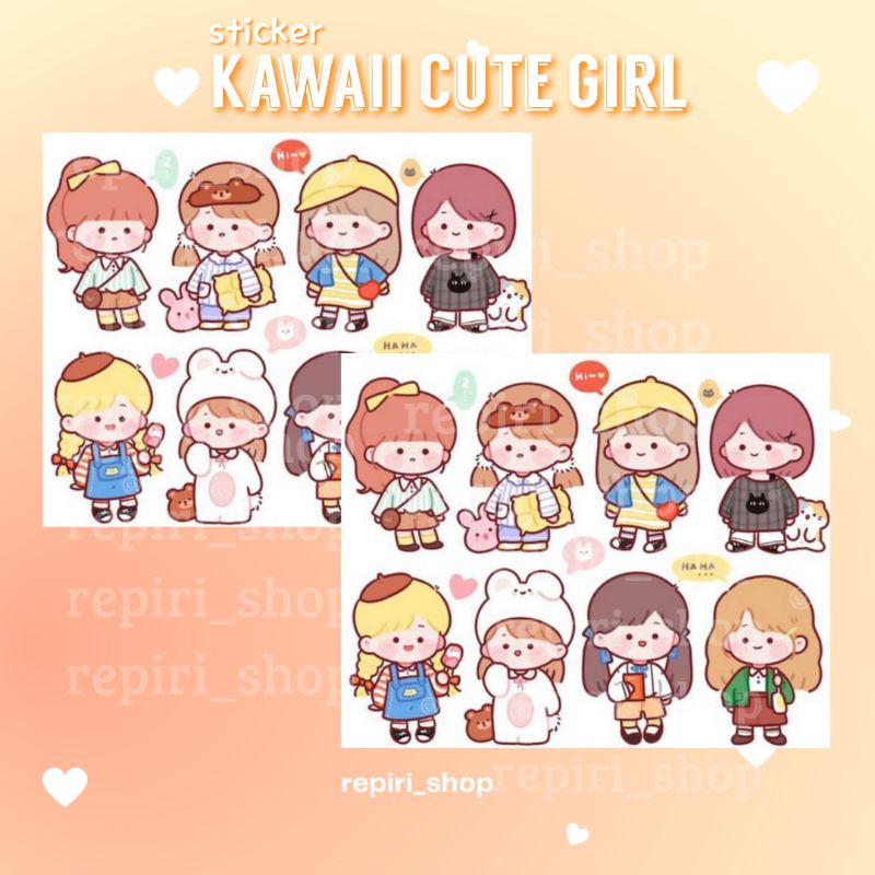 Jual KAWAII CUTE GIRL STICKER SET DIE CUT Shopee Indonesia