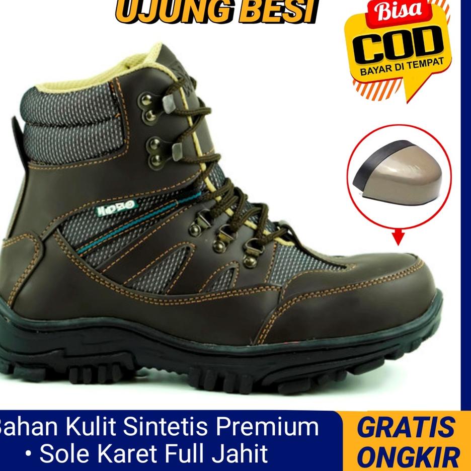 Jual (HOT SALE!) Sepatu Safety Pria Boots Kulit Ujung Besi Touring ...