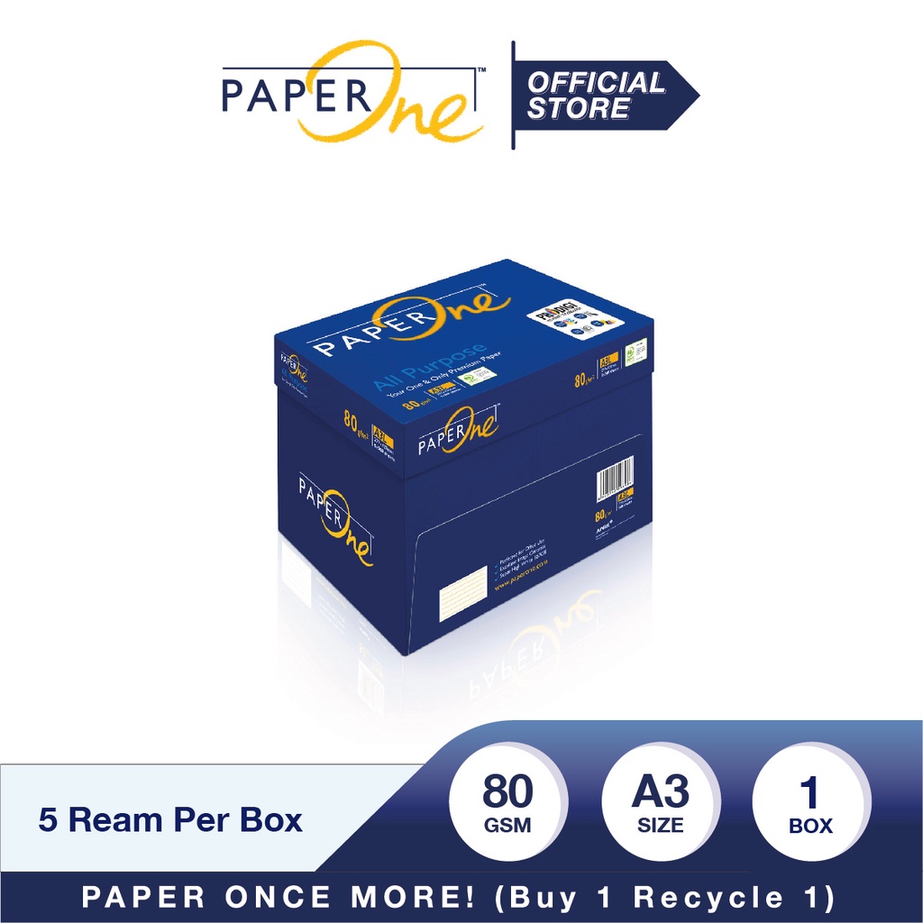 PaperOne Kertas A3 80gr All Purpose 1 Box (2500 lembar) Kertas HVS A3 Kertas Fotocopy (2)