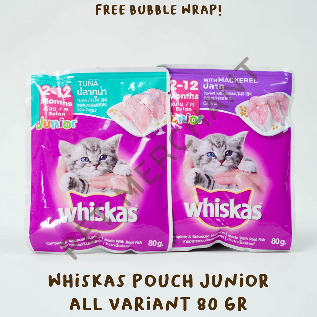 Jual Whiskas Pouch Junior 80 gr Tuna Mackerel Makanan Basah Anak Kucing