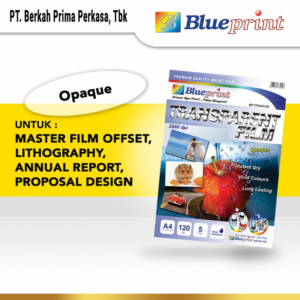 Jual Kertas Film Transparan / Transparent Film ( Opaque ) BLUEPRINT A4 ...