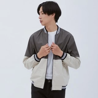 M231 Jaket Pria Bomber Combination Panjang Abu 1875D