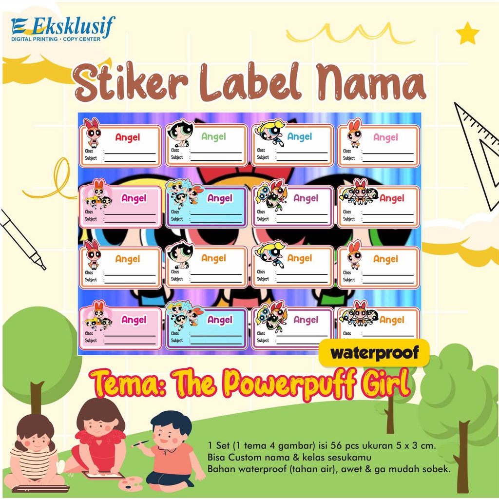 Jual Stiker Label Nama Anak Karakter Perempuan (Custom) | Shopee Indonesia