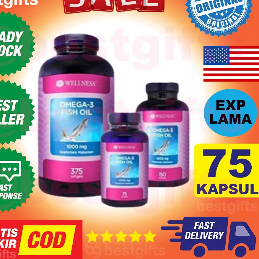Jual Hot WELLNESS OMEGA 3 FISH SALMON OIL 1000 MG DHA MENURUNKAN