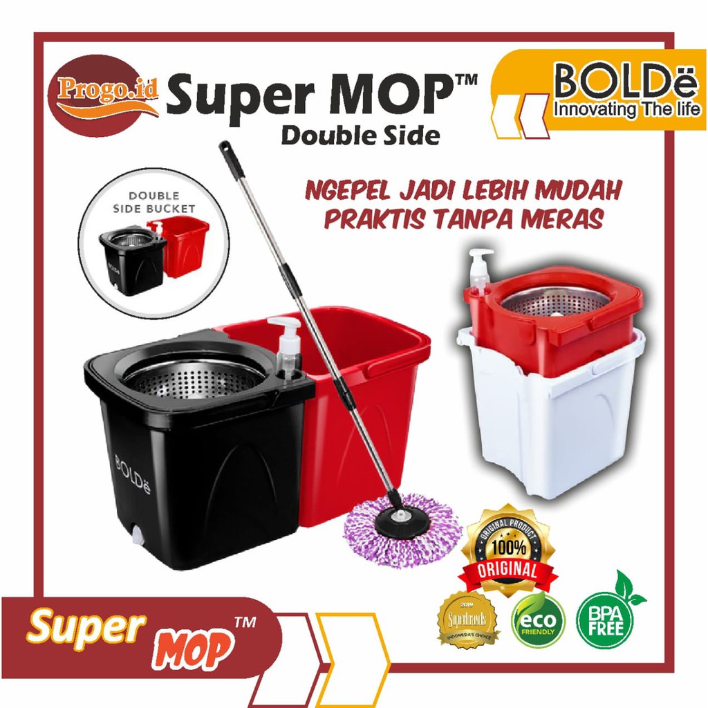 Jual Bolde Super Mop Double Side Ember Air Terpisah Ember Bongkar Pasang Alat Pel Bolde