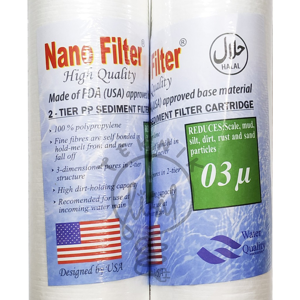 Jual SEDIMEN FILTER AIR NANO FILTER 3 MICRON 10 INCH CARTRIDGE BAGUS