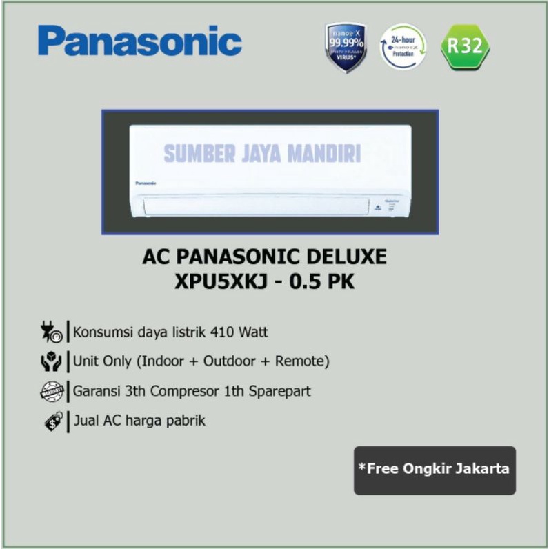 Jual AC Panasonic Deluxe Inverter 1/2 PK CS/CU XPU5XKJ | Shopee Indonesia