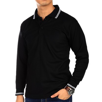 Jual Kaos Polos Berkerah Fashion Kaos kerah Pria Polos Lengan Panjang