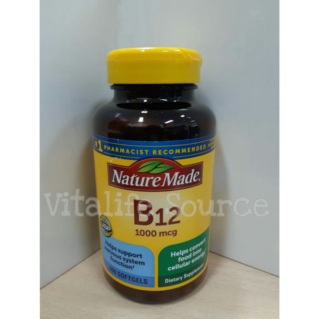 Jual Nature Made Vitamin B12 1000 Mcg 400 Softgels From Usa Shopee