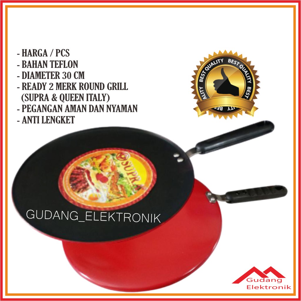 Jual Grill Pan Teflon Panggangan BBQ Anti Lengket Wajan Datar