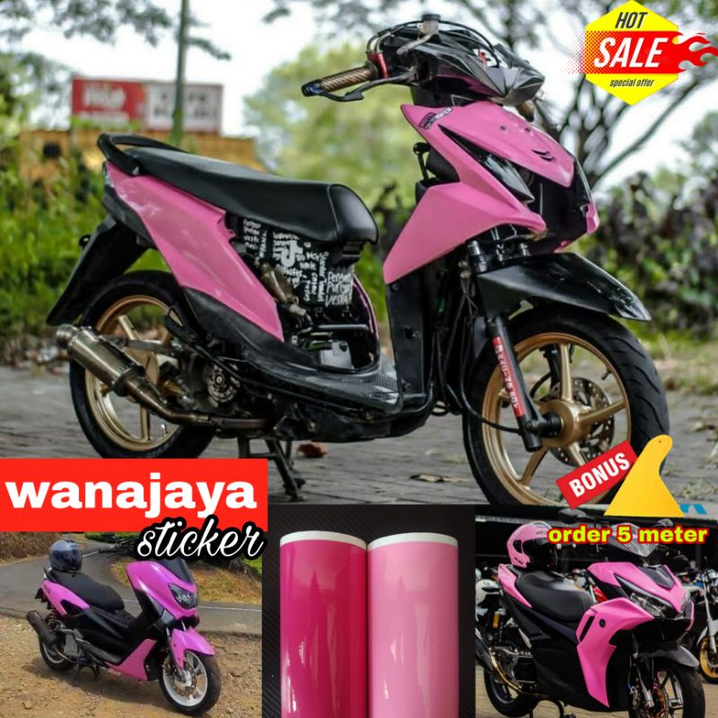 Jual stiker skotlet motor warna pink / skotlet warna merah muda