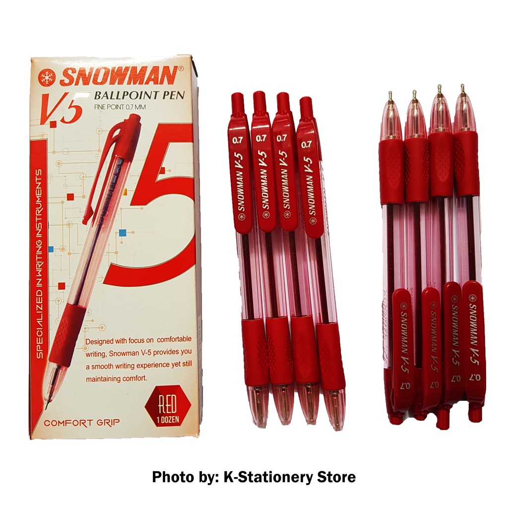 Jual [Lusin] Bolpen Snowman • Original Ballpoint Pen V-5 • (Hitam ...