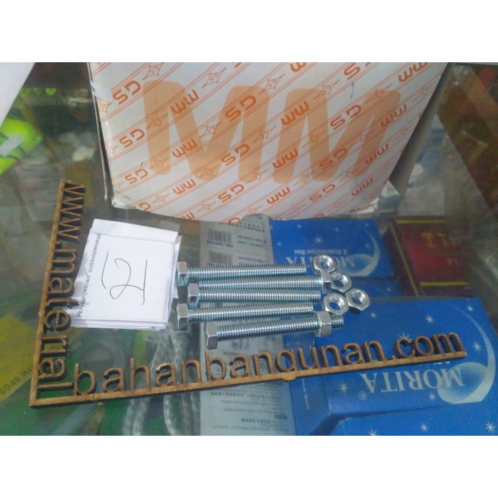 Jual Mur Baut Putih M 10 X 40 Mm Hexagonal Kunci 14 Konci Hex Bolt Nut ...