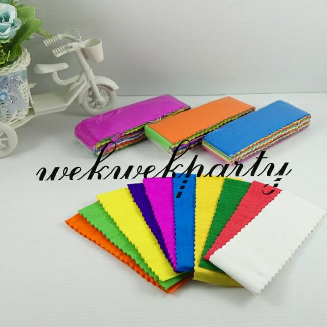 Jual Kertas Krep Potong Warna Warni / Merah Putih / Dekorasi Acara