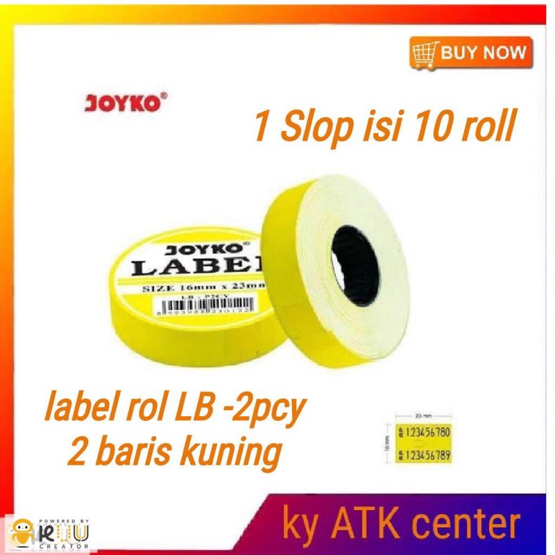 Jual Kertas Label Rol 2 Baris Joyko LB-P2CY Kuning Stop Price Labels 2 ...