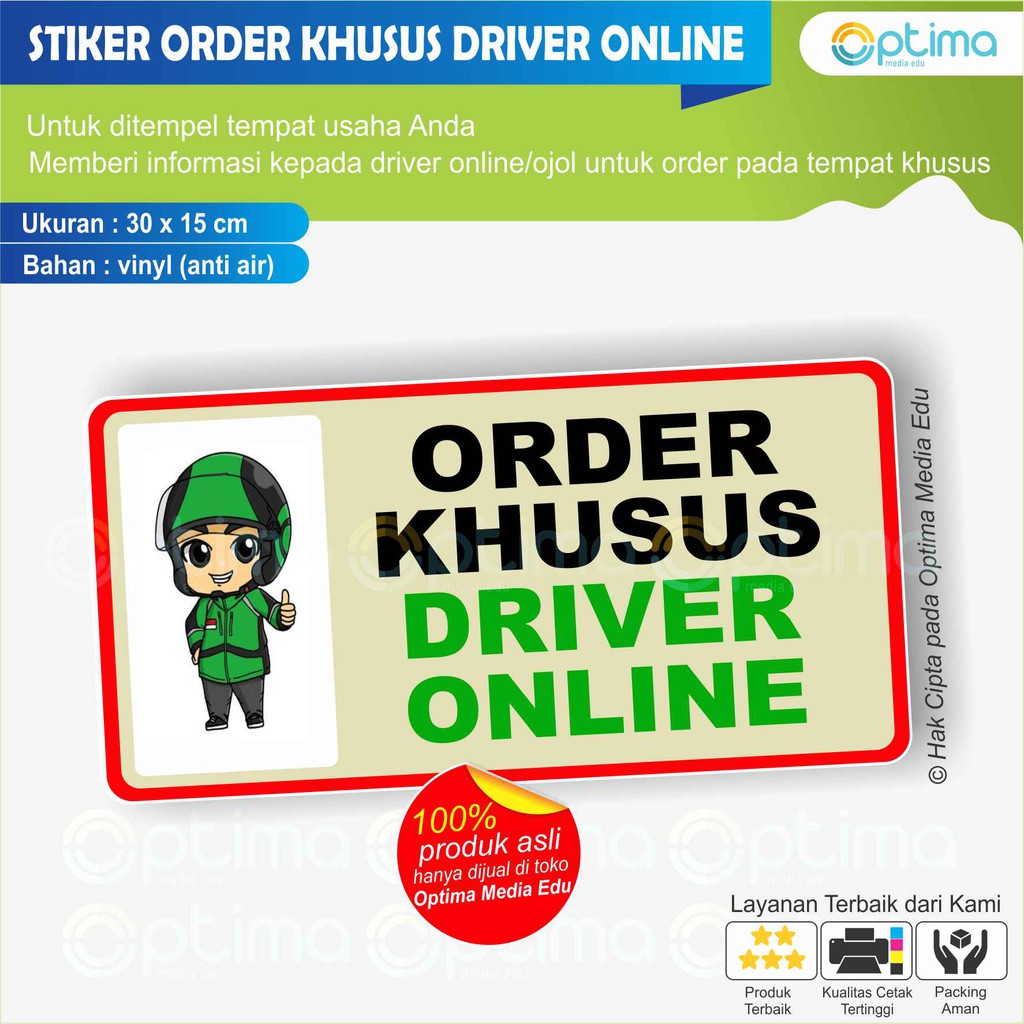 Jual STIKER TEMPAT ORDER KHUSUS DRIVER ONLINE | Shopee Indonesia