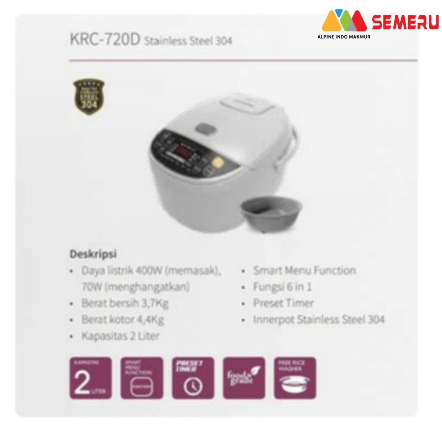 Jual Kirin DIGITAL RICE COOKER 2 L KRC-720 D | Shopee Indonesia
