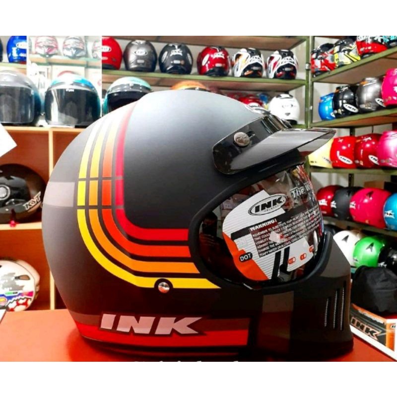 Jual HELM INK TROOPER BORDERLINE BLAK DOFF/RED DAN BLUE | Shopee Indonesia