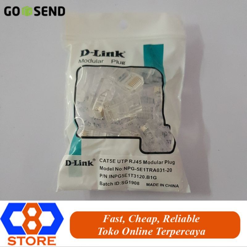 Jual CONNECTOR RJ45 KONEKTOR RJ45 DLINK CAT 5E 20 PCS ORIGINAL | Shopee ...