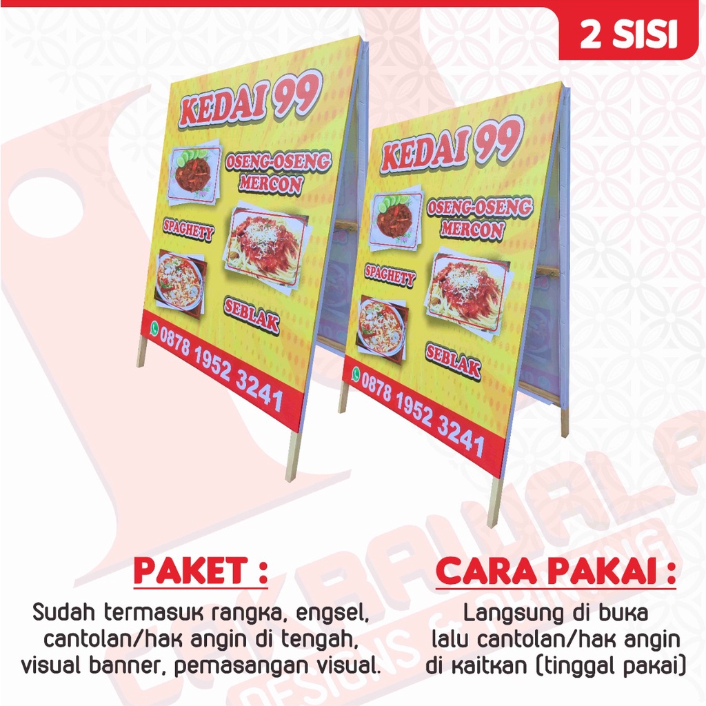 Jual STAND BANNER KAYU UKURAN 80 X 120 - BANNER SEGITIGA RANGKA KAYU ...