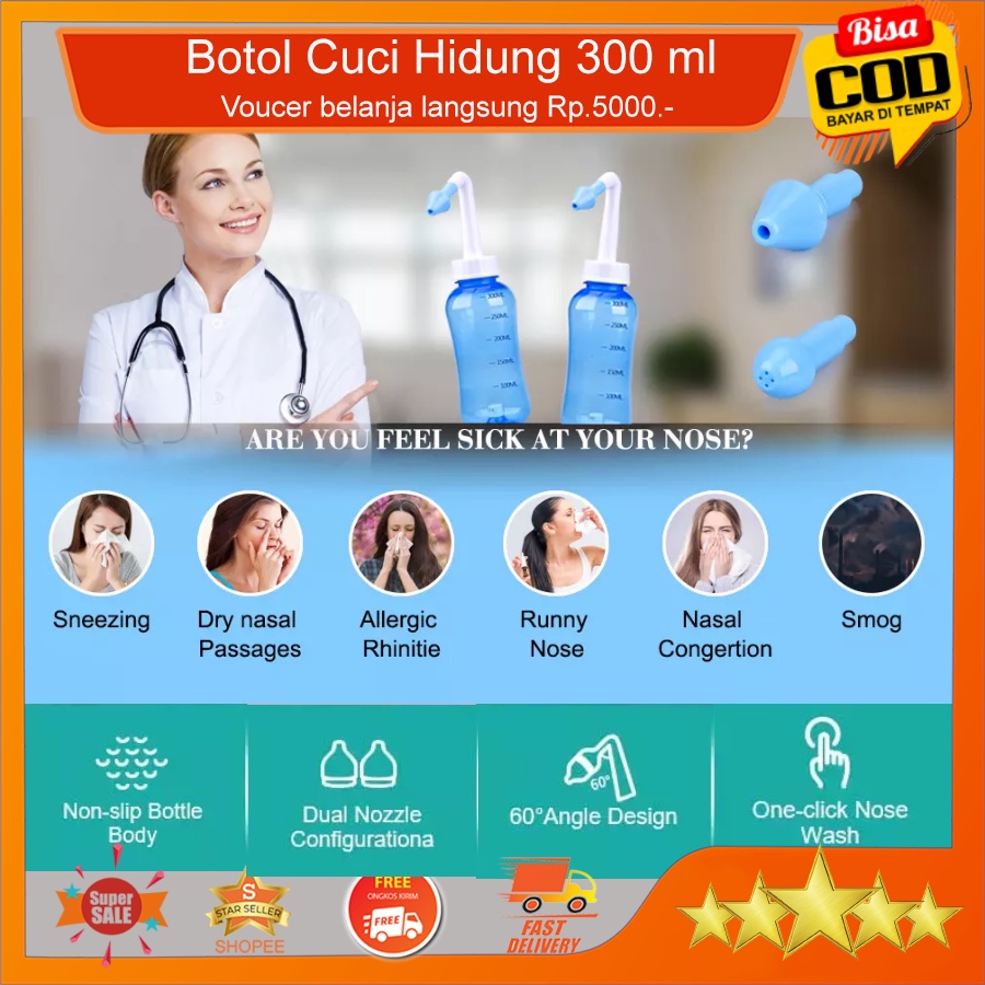 Jual alat cuci hidung nasal rinse bottle / botol pembersih hidung ...