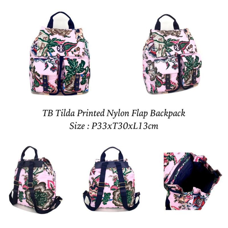 Tory burch tilda clearance printed nylon flap backpack