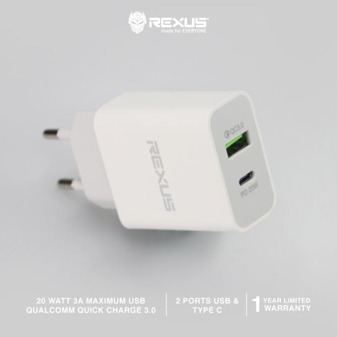 Jual Rexus Adapter Quick Charge Power Delivery Type C 3.0 Pa85 20W 2
