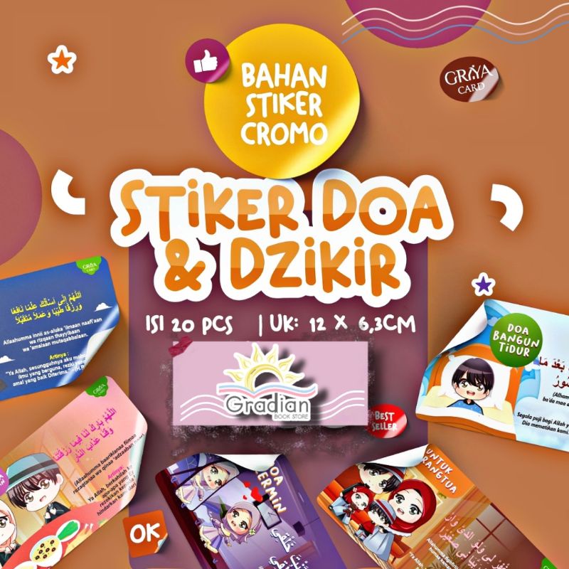 Jual ISI 20 STIKER DOA SEHARI-HARI | SIZE 12x6,3CM | sticker dzikir dan ...