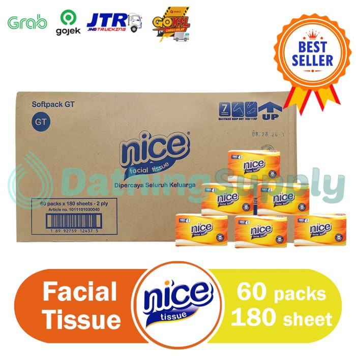 Jual (KHUSUS GOJEK/GRAB) Tissue NICE Facial 180 Sheet - 1 DUS isi 60 ...