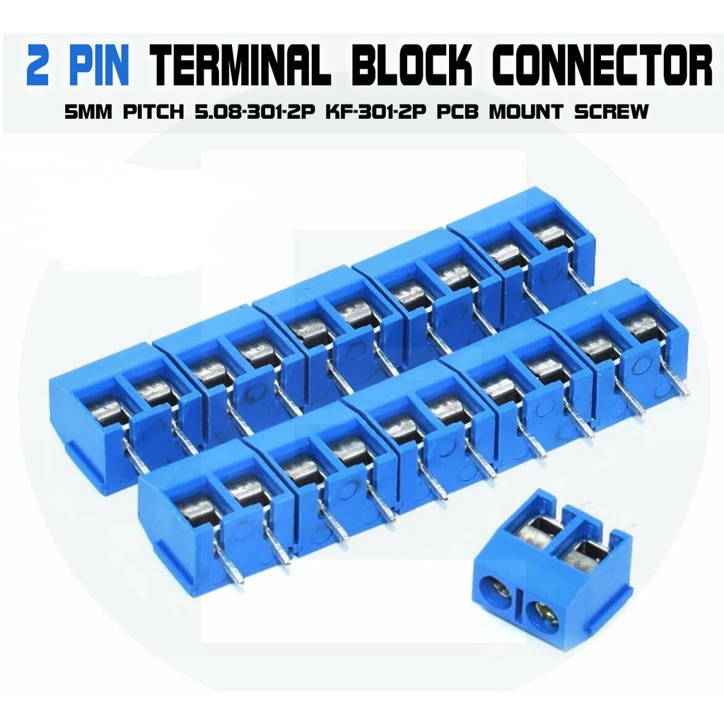 100 Connettori Morsettiera KF301-2P 5,08mm 2 Pin – Passo Vite – Nuovi