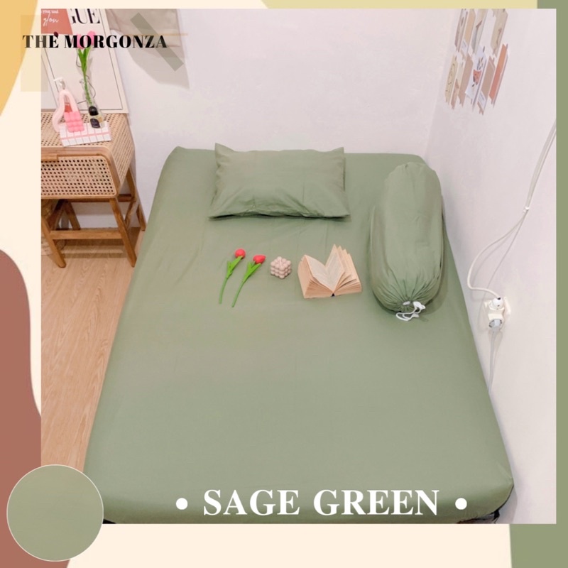 Jual [Themorgonza] ♥ SAGE GREEN PLAIN BEDSHEETS AESTHETIC (90/100