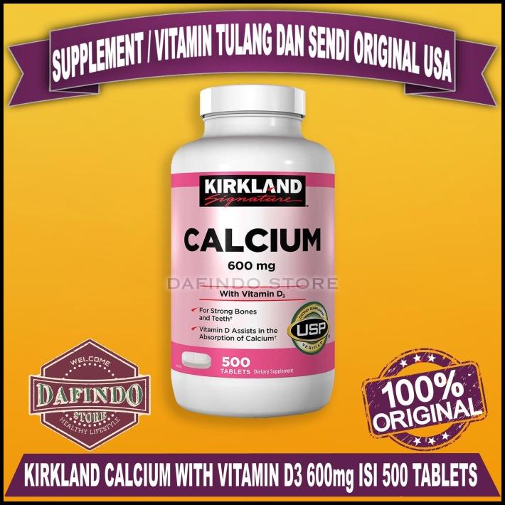 Jual Kirkland Signature Calcium 600 Mg. With Vitamin D3, 500 Tablets