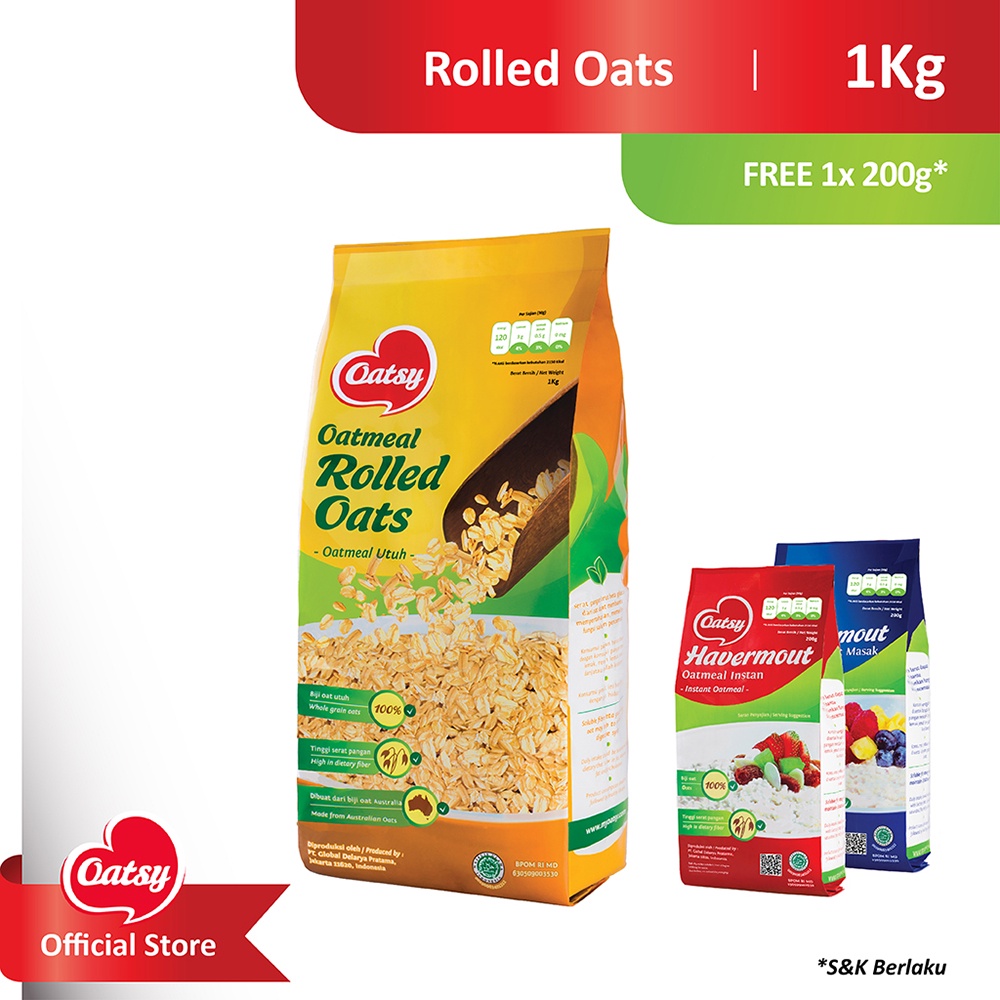 Jual OATSY Oatmeal Rolled Oats 1kg (Buy Big Get Small) | Shopee Indonesia