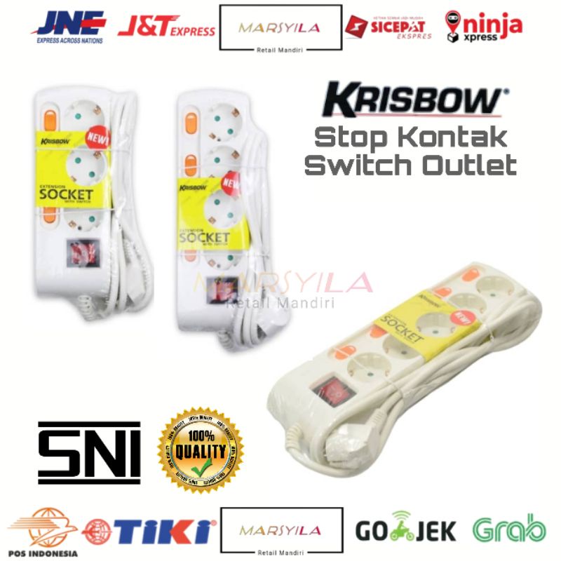 Jual KRISBOW STOP KONTAK 3 4 5 OUTLET SOCKET Dengan On Off ORIGINAL ...
