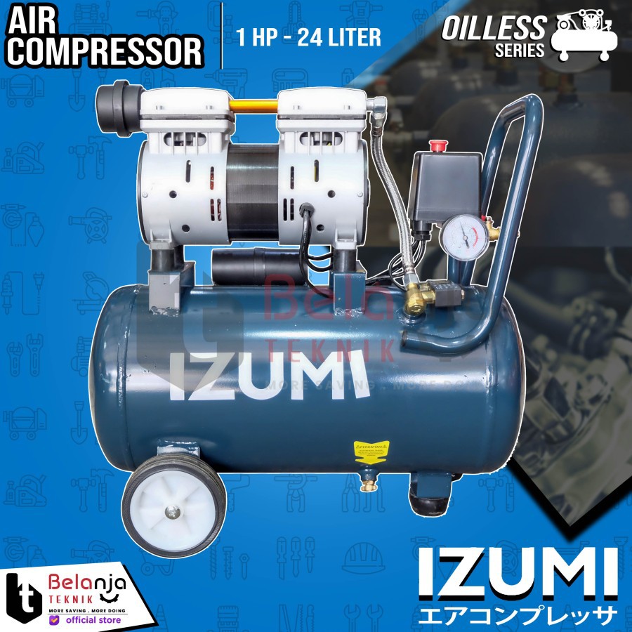 Jual Izumi 1 HP 24 Liter Oilless AIR COMPRESSOR KOMPRESOR ANGIN TANPA ...