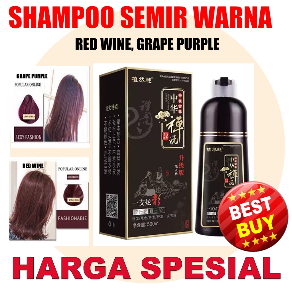 Jual SHAMPOO SEMIR PEWARNA RAMBUT BAHAN HERBAL DENGAN EKSTRAK GINGSENG