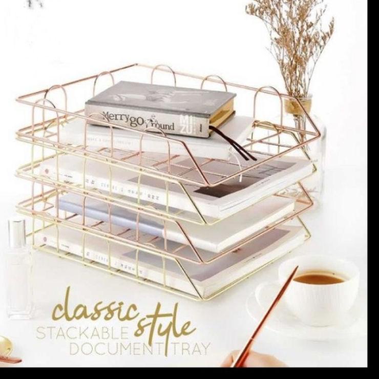Jual Modern - Stackable Document Tray A4 Letter Desktop Organizer File ...