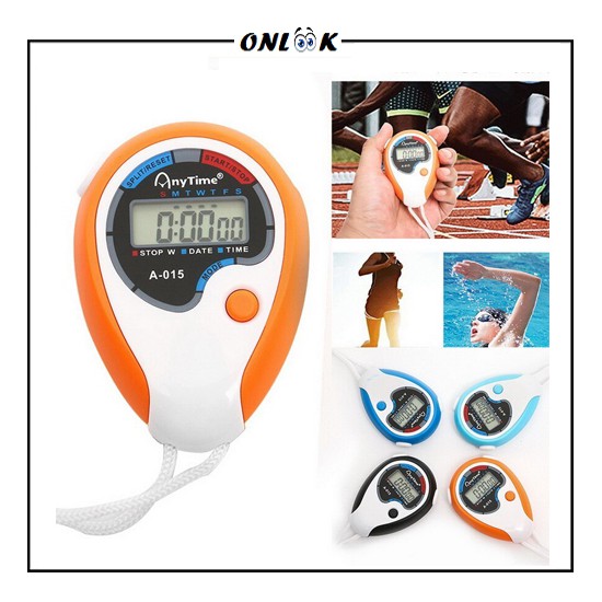 Jual Stopwatch Anytime 6191A015 Alat Ukur Waktu Hitung Cepat Olahraga Date & Time Stop Watch