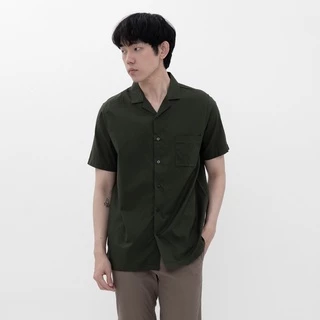 M231 Kemeja Pria Basic Polos Hawaii Oversized Pendek Army 2190A