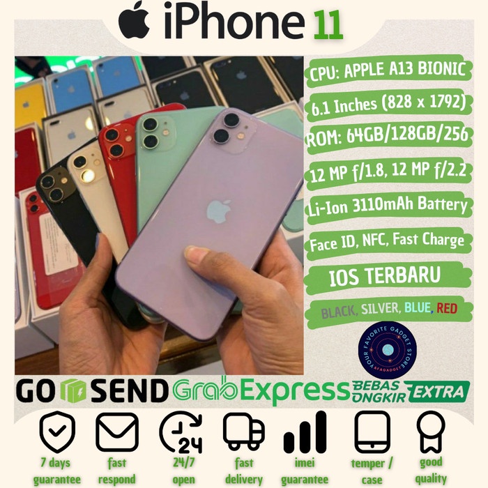 Jual IPHONE 11 256GB 128GB 64GB SECOND ORIGINAL FULLSET RESMI | Shopee ...