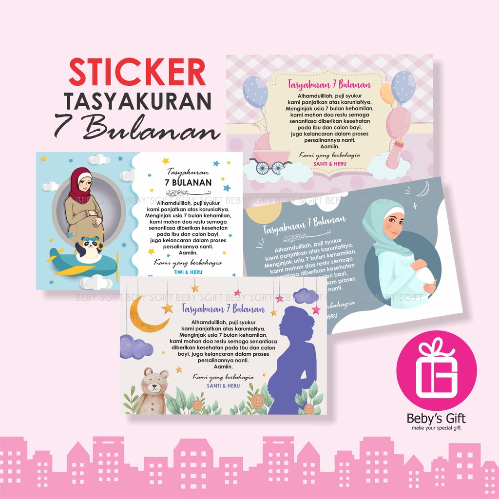 Jual Sticker Box Nasi Tasyakuran 7 Bulanan Stiker 4 Bulan Kehamilan ...