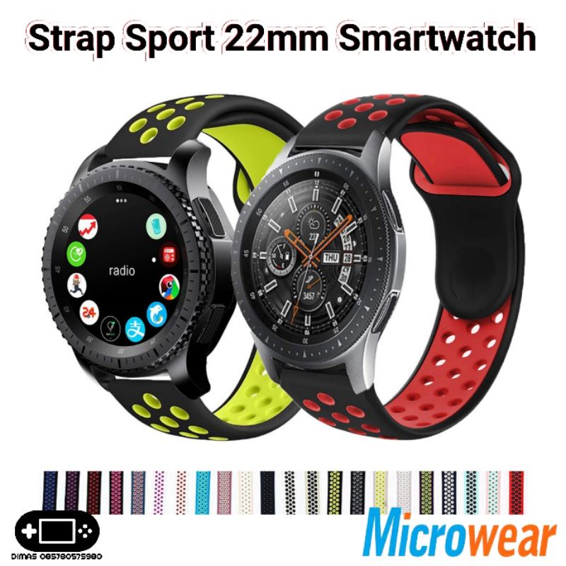 Strap Sport 22mm Microwear L5 L7 L8 L9 L11 L13 L13C L15 L16 L19 DT78 DT95 Silicone Silikon Tali Jam Tangan