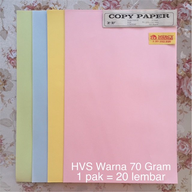Jual HVS Warna F4 - HVS Warna A4 70 Gram - 20 Lembar - Kertas F4