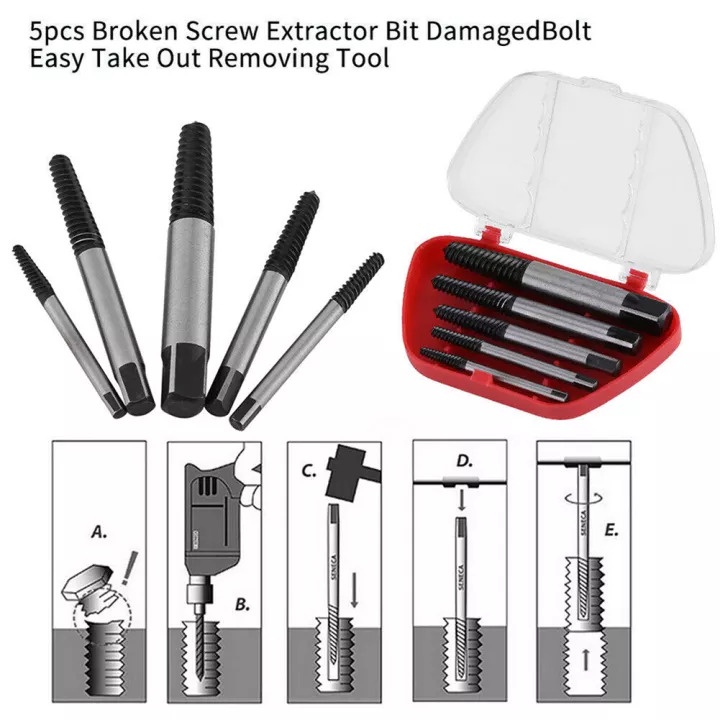 Jual BROKEN REMOVER 5in1 Screw extractor TAFFWARE TAP BALIK set 5pcs ...