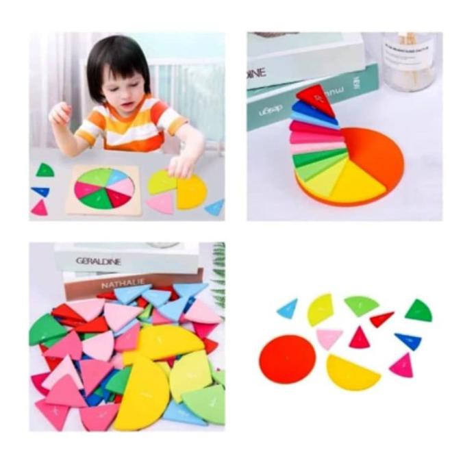 Jual Mainan Edukasi Montessori Fraction Disk Belajar Pecahan Matematika Shopee Indonesia