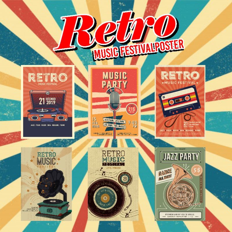 Jual RETRO MUSIC FESTIVAL POSTER || DEKORASI DINDING || PROPERTI