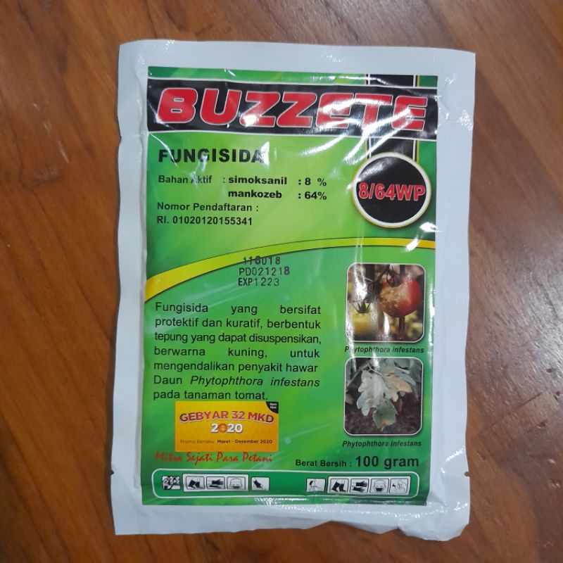 Jual Fungisida BUZZETE 100Gr Bahan aktif : Mancozeb 64% + simoksanil 8% ...