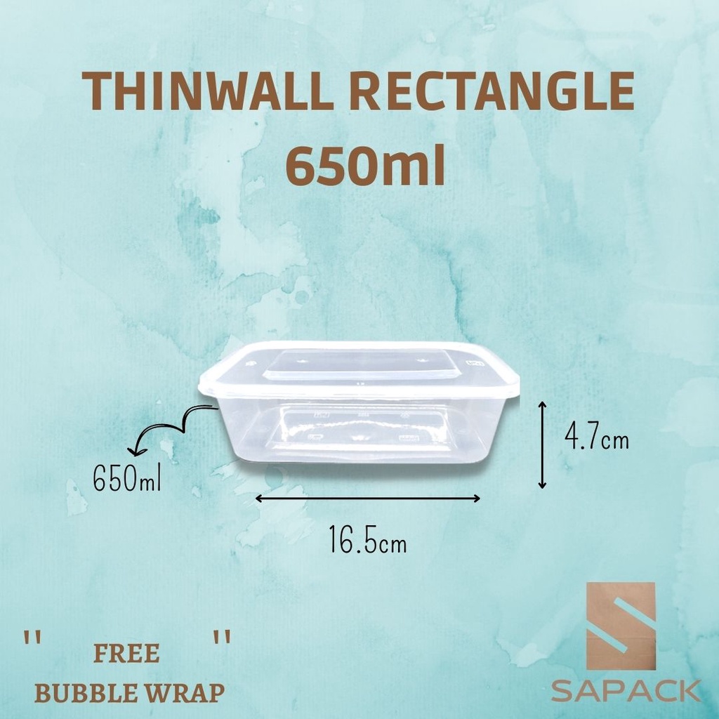 Jual Thinwall 650ml Kotak Makan Rectangle Kotak Makan 650ml Plastik