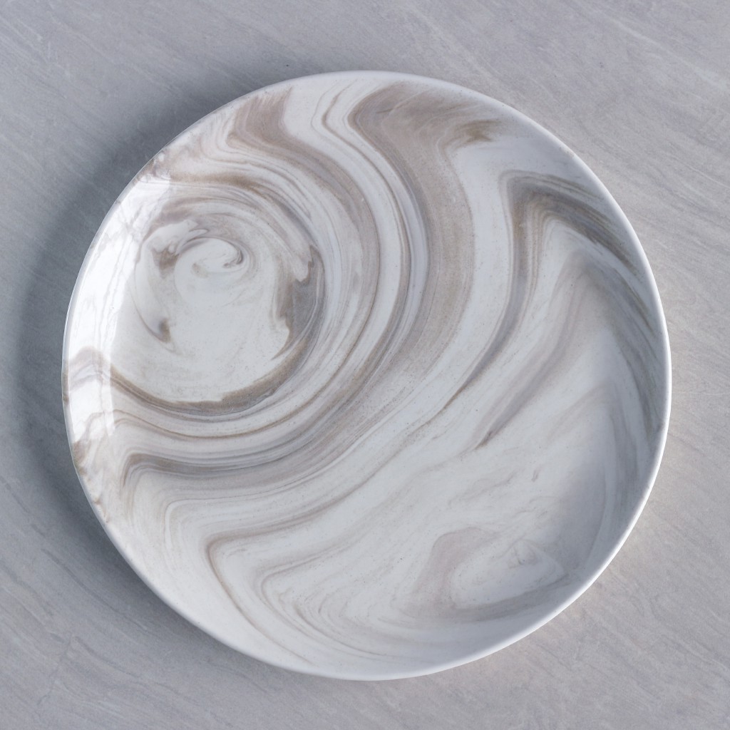 Jual Nuanza Piring Keramik Marble Glossy 29cm / Plate Marble Brown